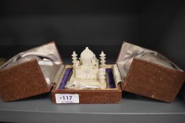 A 19th Century Victorian Grand Tour Alabaster Taj Mahal Sculpture in a fitted case, some loss to