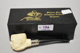 A vintage Pilgrim Winston Churchill tobacco pipe with original box.