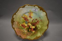 A hand painted Royal Doulton plate, signed D Dewsberry,'Onicidium Marshallianum' to reverse.