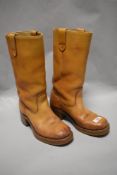 A pair of vintage leather boots, having stack heel, size 6 in accordance to labelling, made in