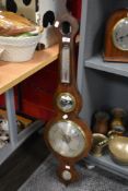 An antique L. Balerna Halifax banjo barometer with a Rosewood case, missing top glass.