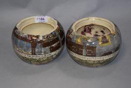 A pair of 20th century Royal Doulton Jackdaw of Rheims pattern tobacco jars, lacking covers
