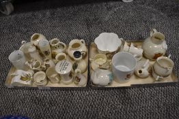 A collection of crested ware, including Fleetwood, Blackpool, Matlock, Ambleside interest and