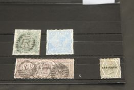 GB, TRIO OF QUEEN VICTORIA HIGH VALUES, £1 BROWN, 10/- GREYISH GREEN & 10/- ULTRAMARINE IN CARD Card