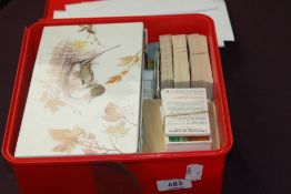 TUB OF MOSTLY TRADE CARDS, BROOKE BOND ETC BY SETS AND LOOSE Old biscuit tin full with chiefly trade