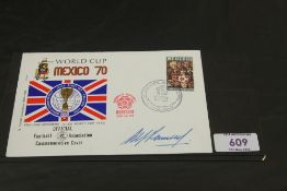 GB 1970 WORLD CUP MEXICO COVER SIGNED IN INK BY ALF RAMSEY Mexican cover for the world cup in