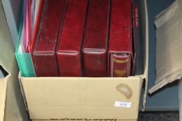 BOX WITH VARIOUS COLLECTIONS, + GB ONE COUNTRY ALBUMS (EMPTY) Box with various collections, along