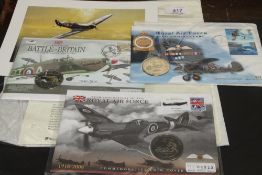 GB & GIBRALTAR FOUR OF RAF/BATTLE OF BRITAIN WESTMINSTER COIN COVERS Trio of RAF covers, one from G