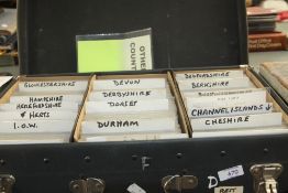 CASE OF TOPOGRAPHICAL POSTCARDS, COUNTIES LETTERS B TO I - APX 1400 CARDS IN SLEEVES Case housing