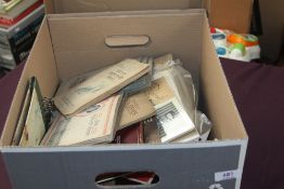 BOX OF CIGARETTE CARDS, MOST IN ALBUMS BY SETS, MOST APPEARING COMPLETE Old storage box full of
