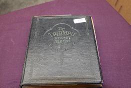 WORLD STAMP COLLECTION IN OLD TRIUMPH ALBUM EARLY TO MID ERA Dating from the late 1940's Old triumph