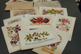 1910's COLLECTION OF EMBROIDERED, SILK WWI POSTCARDS, SOME WITH ENVELOPES Clean range of Silks