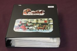 COACHING, COLLECTION IN ALBUM OF POSTCARDS, PICTURES ETC WELL WRITTEN UP Bulging ring binder with