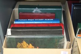 BOX WITH 8 VARIOUS WORLD STAMP COLLECTIONS + COVERS Box with various collections, stockbooks,