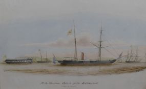 Captain W.C Browne (British act. 1824-1860) watercolour, H.M Steamer Eclair off The Motherbank,