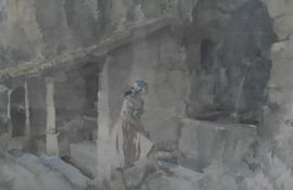 After Sir William Russell Flint RA (British 1880-1969) a coloured print 'The Wishing Well' 27 x