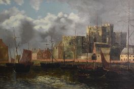 Henry Lloyd? (19th/20th century) oil on canvas, a view of Castle Rushen and Harbour, Castletown,