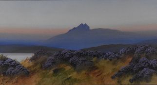 John Carlisle (British 1880-1916) gouache, Scottish moorland scene, signed lower left, within a gilt