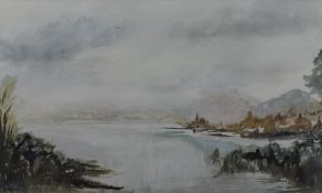 ....aiel Davenport (British 20th century) watercolour, 'Misty Lake' unsigned, bearing remains of