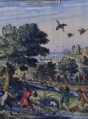A limited edition reproduction hand-coloured print entitled 'Hunting Otter' after M Yeates,