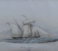 Captain W.C Browne (British act. 1824-1860) watercolour, study of a fruit Schooner 'Smythsana' off