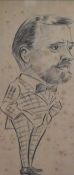 A 1960's framed pencil caricature, signed 'Willie' and dated 66 lower right, mounted, framed and