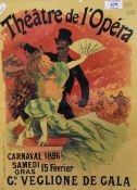 A reproduction printed metallic theatre sign 'Theatre De L'Opera, Carnaval 1896, 42cm x 31cm