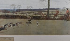 After Cecil Charles Windsor Aldin (British 1870-1935) coloured print, fox hunting scene print,