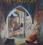 Armand Josephin (Cypriot 20th century) oil on board, entitled to label verso 'Old House Kythrea' a