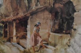 After Sir William Russell Flint R.A. (British 1880-1969) colour print, entitled 'The Wishing Well'