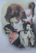 Danny Hannah (Canadian contemporary) pencil and coloured pencil montage of David Bowie as Ziggy