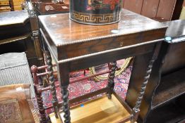An early 20th Century oak canteen , no contents and a vintage occasional table