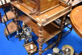 A 19th Century oak galleried side table on turned frame