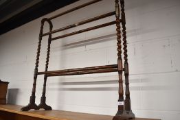 A Victorian mahogany towel rail