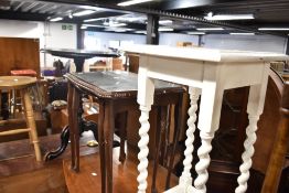 A painted occasional table and a nest of two tables