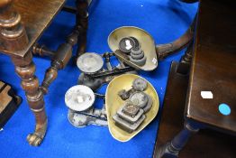 Two sets of traditional balance scales