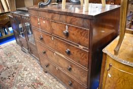 A Victorian mahogany chest of two over three drawers, bone escutcheons , handle and some moulding