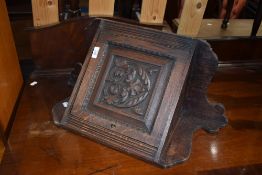 A 19th Century carved oak corner cupboard of small proportions