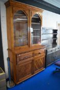 A Victorian pitch pine secretaire bookcase