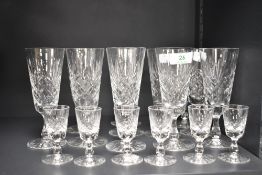A mixed lot of Edinburgh crystal wine and liquor glasses.