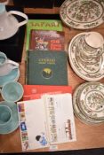 Two vintage stamp albums with some stamps, stamp collecting reference book and two souvenir