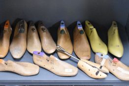 Twelve vintage shoe trees.