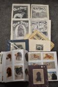 A collection of vintage ephemera, of dog related interest, including postcards and prints.