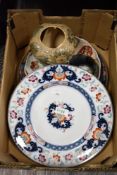 Two Royal Doulton plates having floral design edged with Greek key motif, d3087 marked to underside,