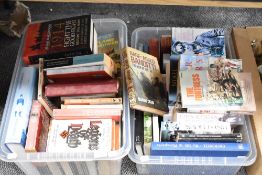 Two boxes of books, of mixed war related interest.