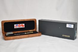 A boxed Parker Duofold Centennial converter fill limited edition fountain pen 3216/10000, in black