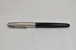 A Parker 51 aerofill fountain pen in black with lustraloy cap. In good condition