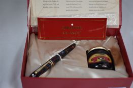 A Sheaffer Balance Special Edition converter fountain pen in Aspen, two band to the cap with white