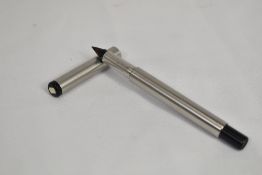A Parker Rialto cartridge converter fountain pen and ball point pen in brushed steel. In very good