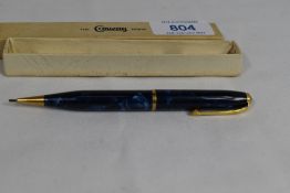 A boxed Conway Stewart 25 propelling pencil in blue marble